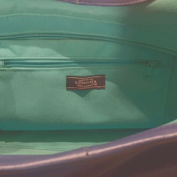 Genuine Sonoma Jean Company blue/turquoise canvas beach tote. - Picture 4 of 7